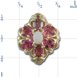 B2120 14K SLIDE OPAL CENTER & PINK TOURMALINE SIDES 